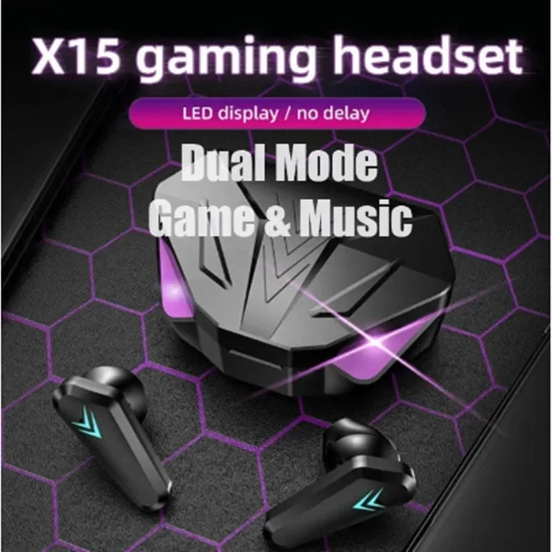 Fones de Ouvido Bluetooth TWS X15 Gamer com Microfone 65ms Latência Baixa