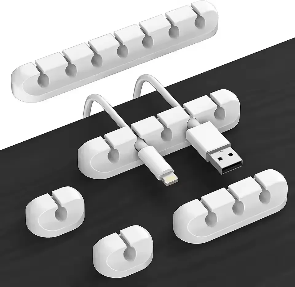Clips Adesivos Organizador de Cabos USB para Mesa e Carro