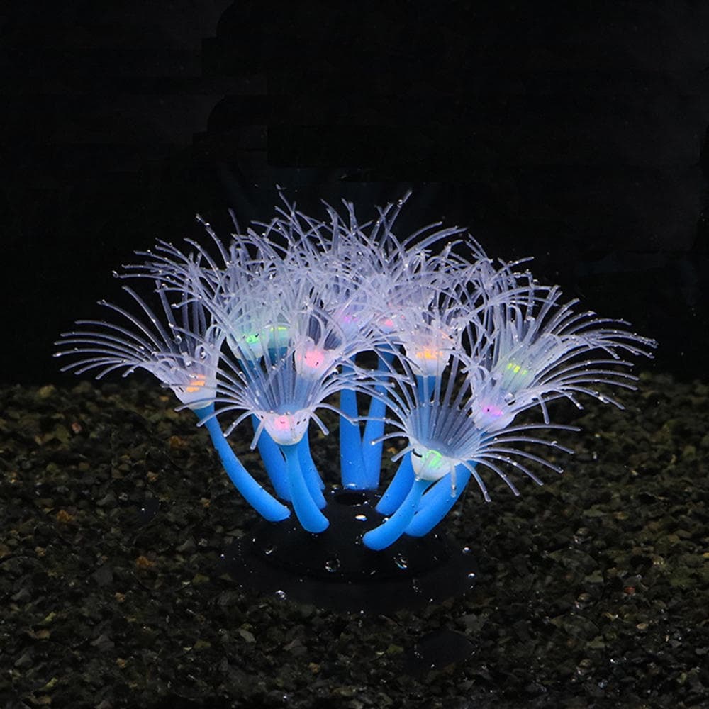 1pc Simulação Fluorescente Silicone Anêmona Do Mar Aquário Tanque De Peixes Paisagem Decoração Coral Emulação Planta Cas