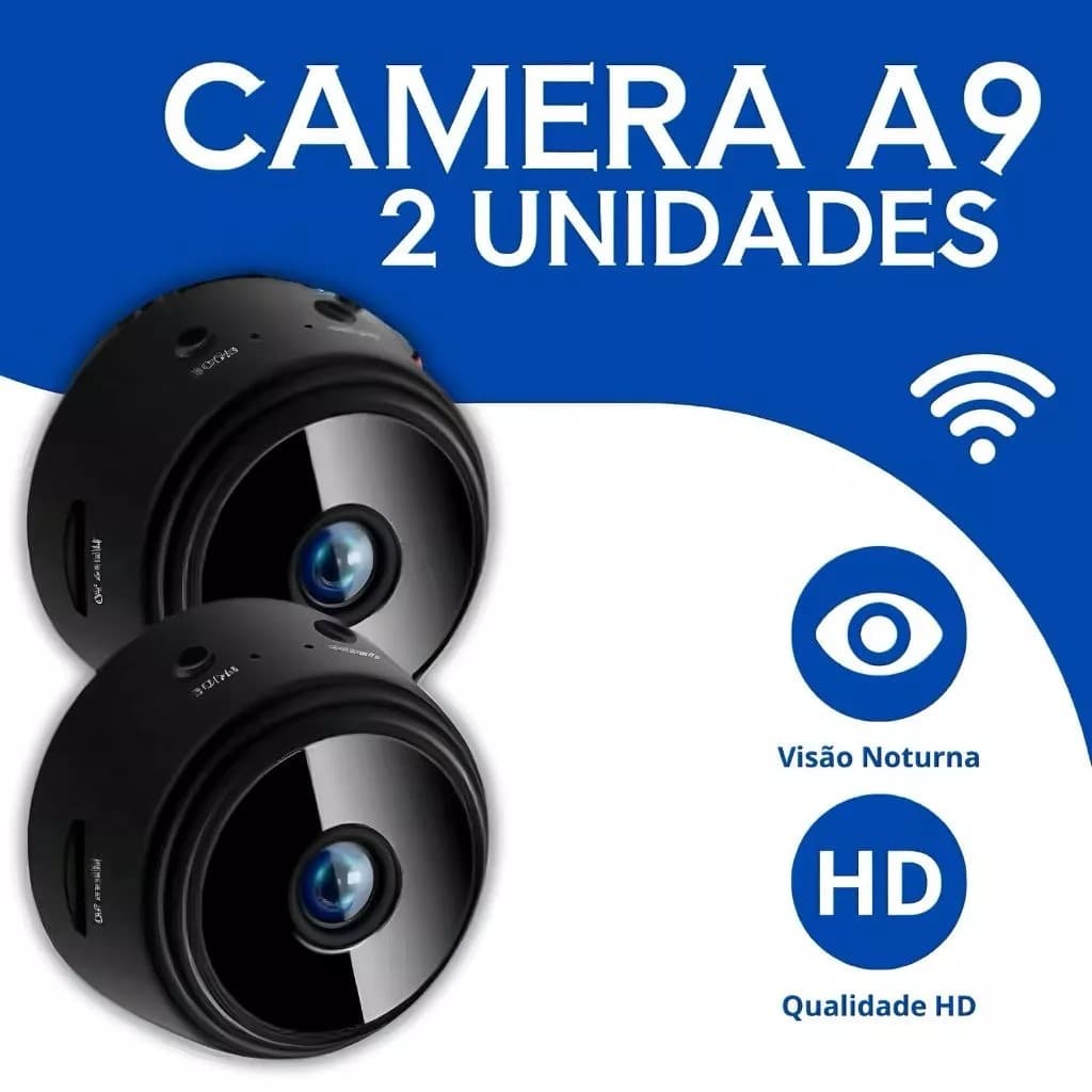 Kit 02 Cameras A9 HD Visão Noturna Wifi Câmera 1080P Sem Fio Vigilância e Segurança