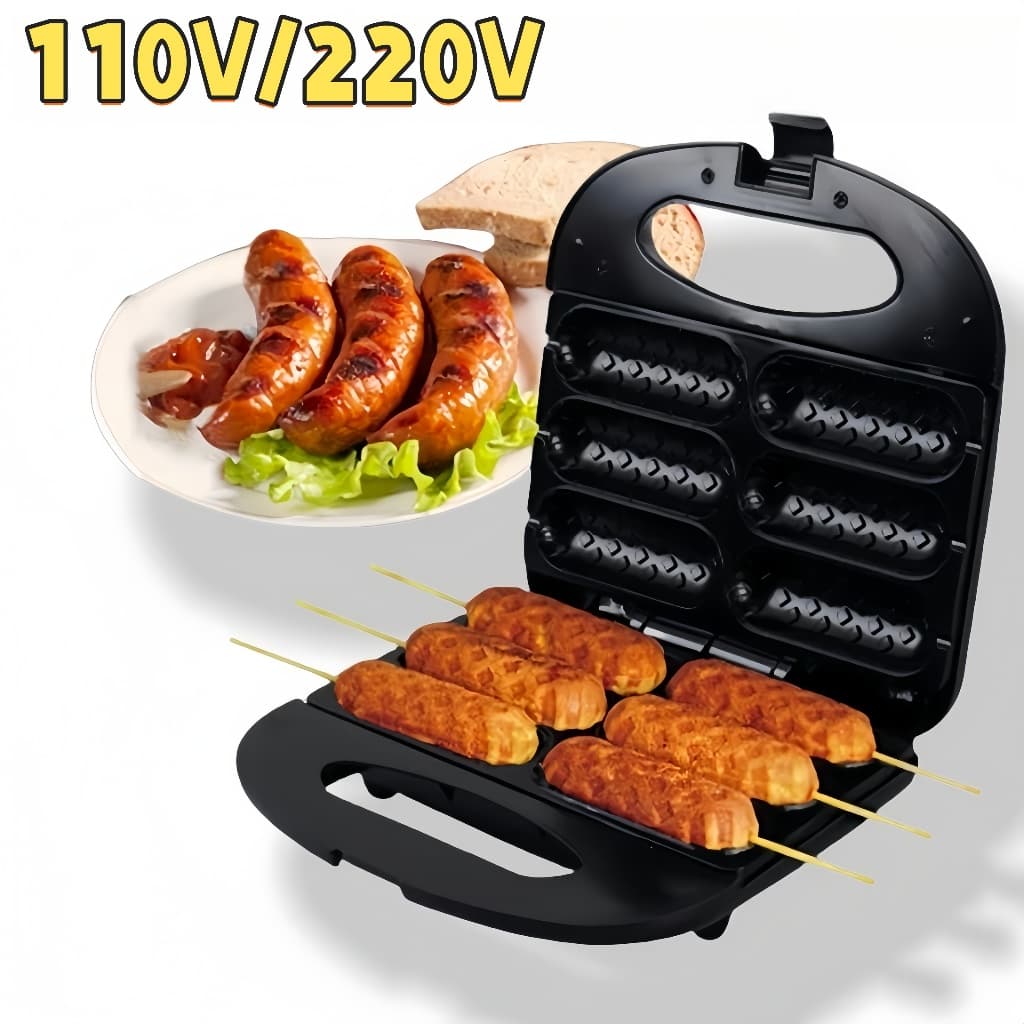 110V/220V Crepeira Elétrica Antiaderente Máquina de Pratic Hot Dog Queijo Coalho Espetinho