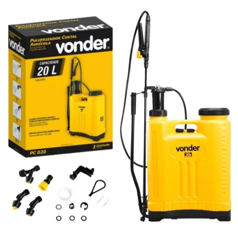 Bomba Costal Pulverizador Veneno Agrícola Manual 20 Litros Vonder Original Resistente Com Alça