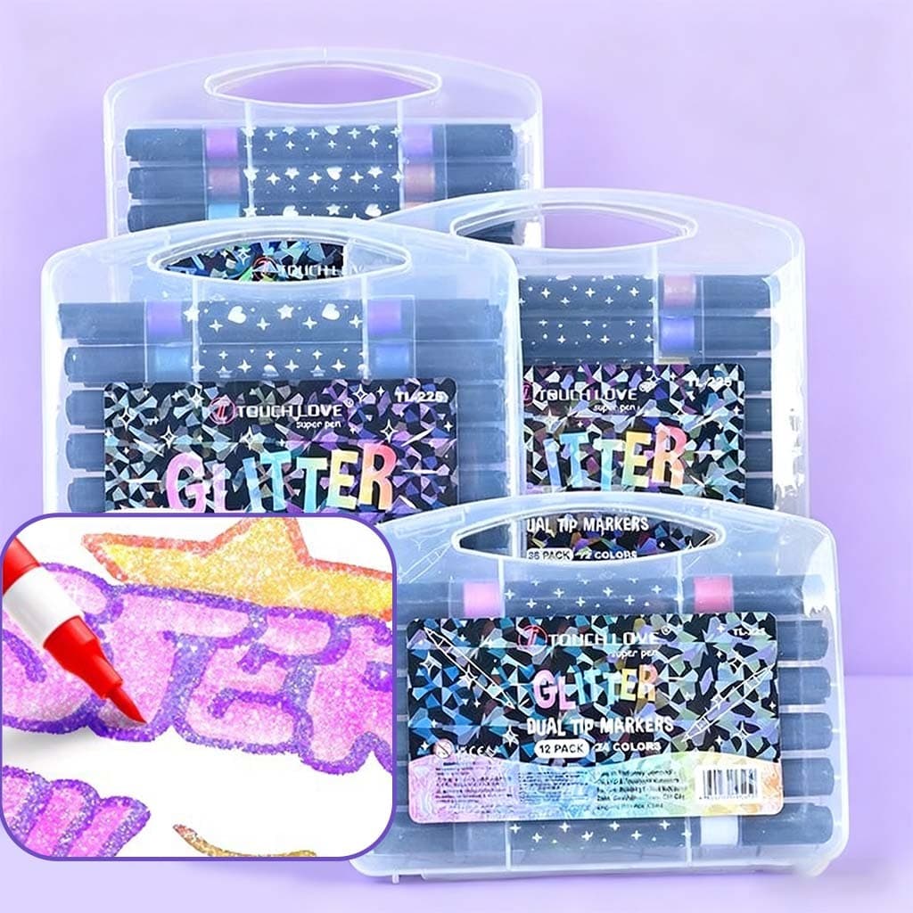 Caneta Marcadora acrílica Glitter Metalizada Ponta Dupla para Colorir Brilhante 24/48/72/96/120 Cores