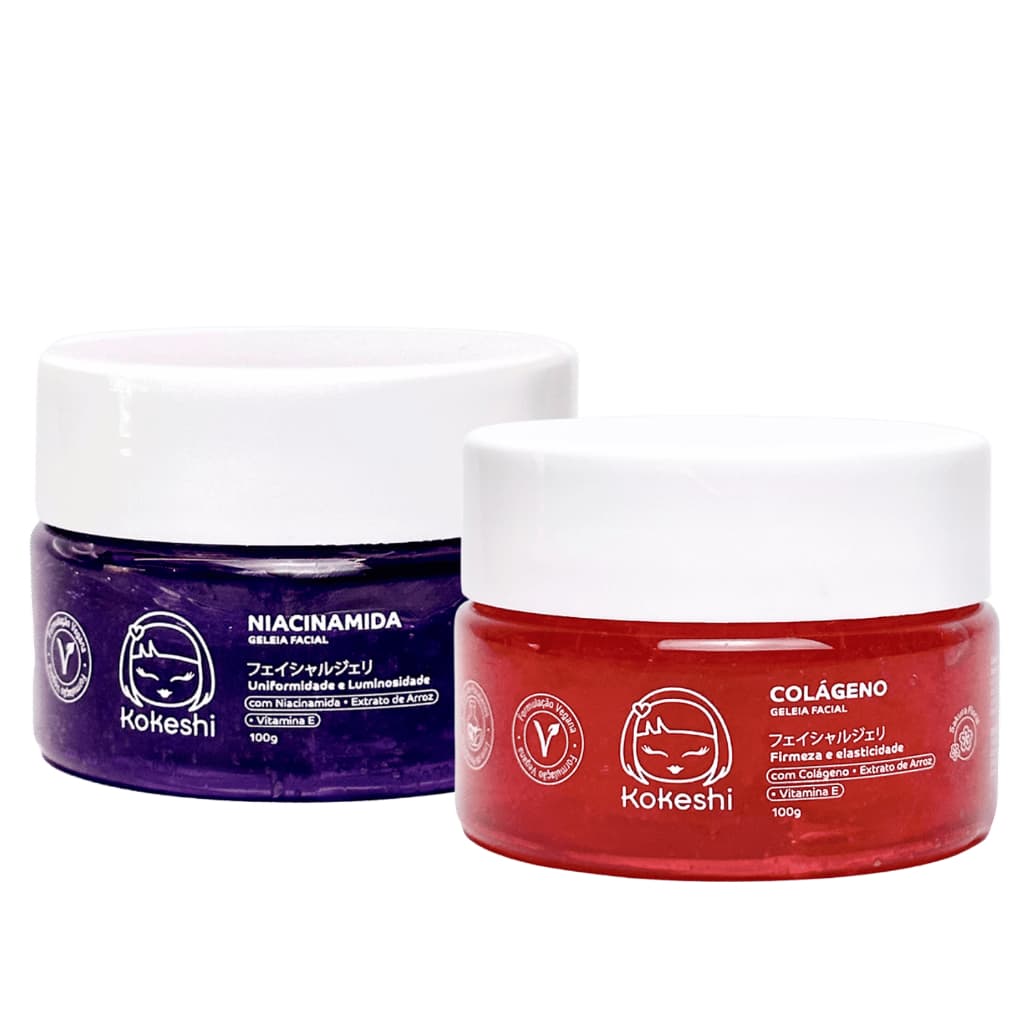 Kit Skin Care Geleia facial Colágeno e Niacinamida Kokeshi
