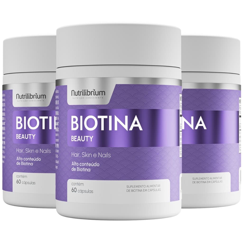 Kit 3x Biotina Beauty Premium Cabelos Pele Unhas - 180 Caps Nutrilibrium