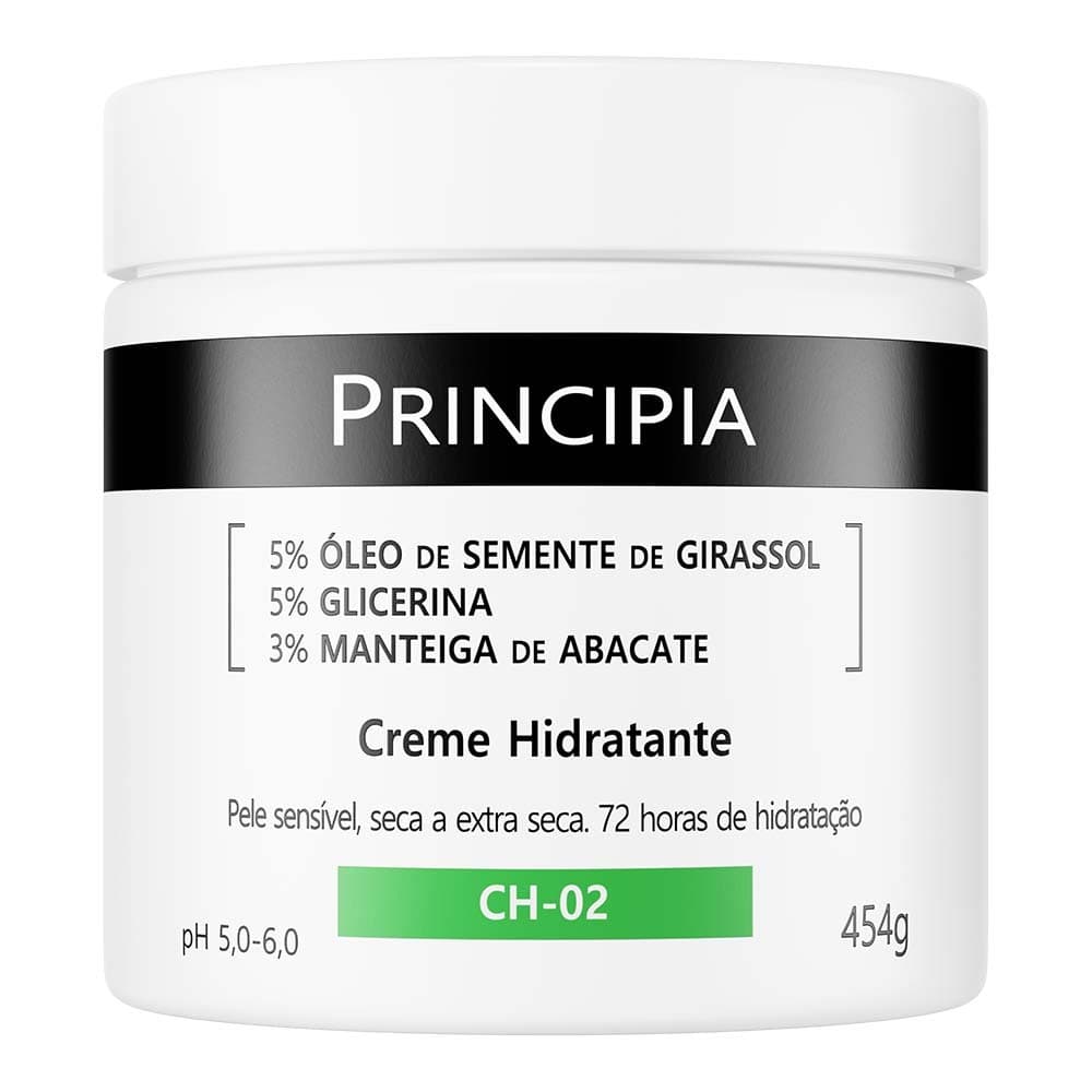 Creme Hidratante 5% Óleo de Semente de Girassol + 5% Glicerina + 3% Manteiga de Abacate Principia CH-02 com 454g