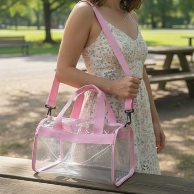 ​Bolsa Mala Transparente PVC Grande com Alça Removível – Organizador de Viagem Maquiagem e Academia