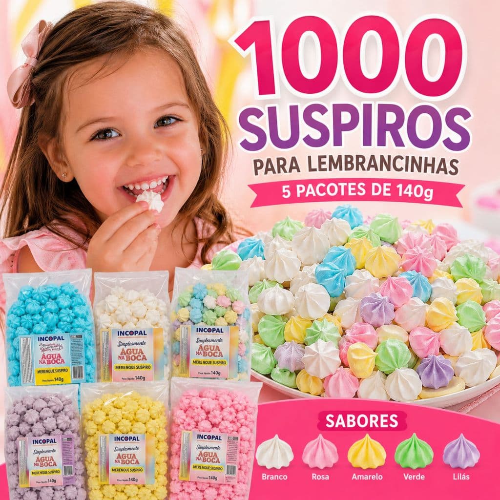 1000 Mini Suspiros Coloridos Lembrancinha Festa Docinhos Mesa Candy Incopal 5 Pacote 140g