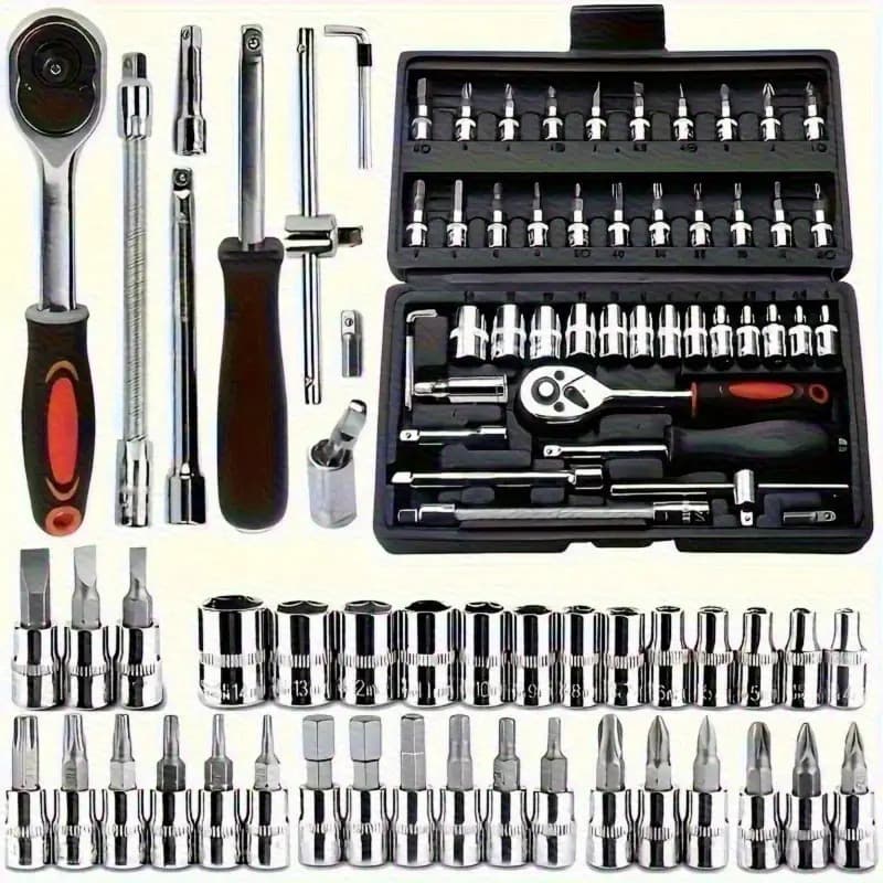 40 Peças / 46 Peças Jogo De Chave Catraca Caixa De Ferramentas para Reparo de Carros / Conjuntos de Chaves