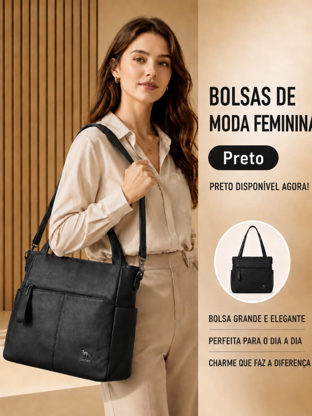 TOMI MITO Bolsa Feminina Grande para Escritório e Rotina com Alça de Ombro Bolso Frontal e Zíper B742