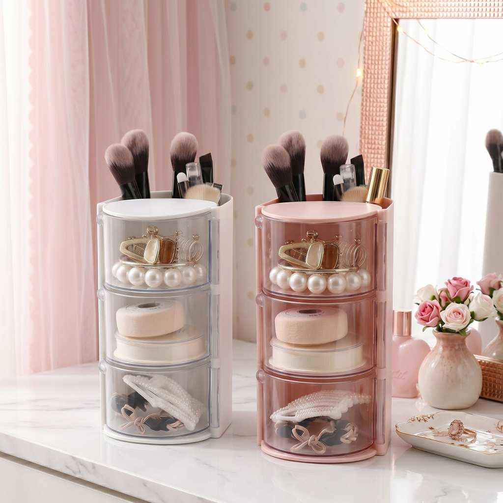 Organizador de Maquiagem 3 ou 2 Camadas Multiuso com Gavetas Porta Pincéis Cosméticos ENVIO IMEDIATO