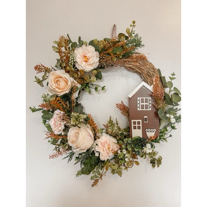 Guirlanda Farmhouse Flores Brancas 38cm
