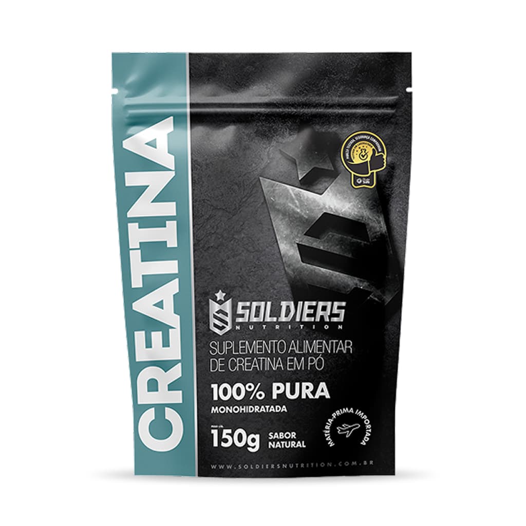 Creatina Monohidratada 150g 100% Pura Importada Soldiers Nutrition Suplemento Performance Muscular Força