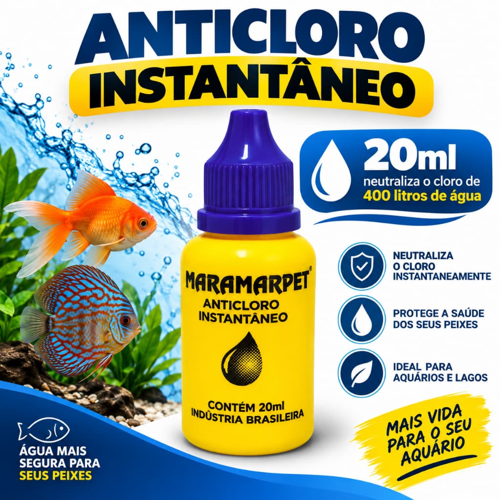 Anticloro Instantaneo 1:1 20ml Maramar Neutraliza 400l De Água