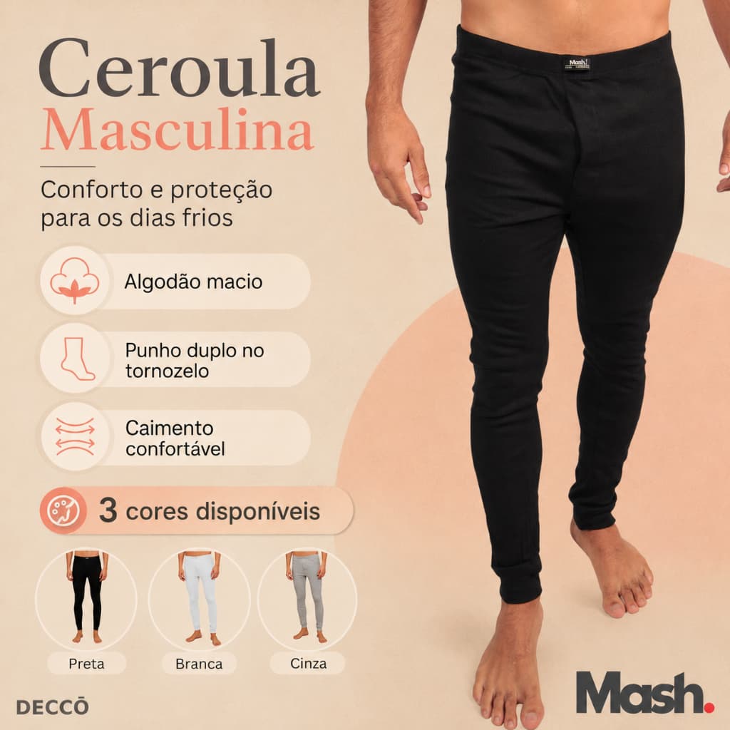 Ceroula Mash Original Modelo Masculina Em Algodao Para o Inverno Mijao Long Jogn Ribana