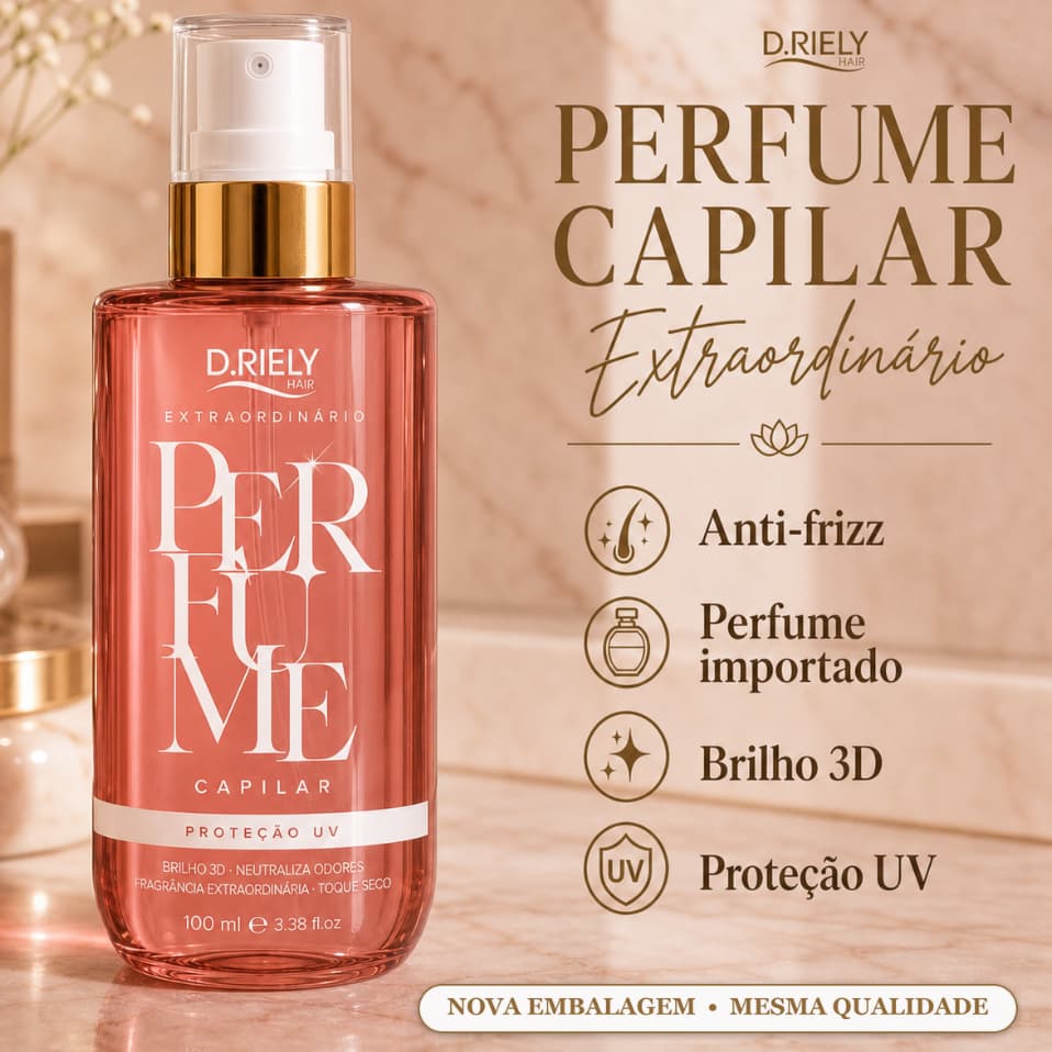 Perfume Capilar Feminino Cabelo Perfumado Anti Frizz Proteção UV Brilho Intenso Body Splash Premium Fragrância Luxo
