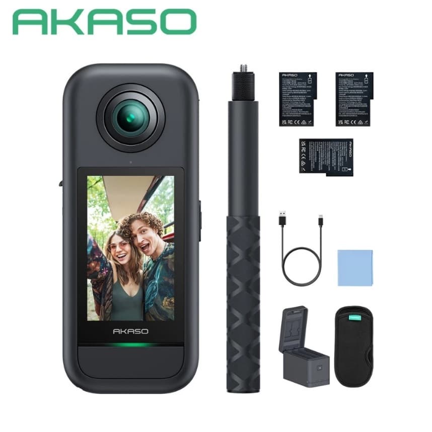 Câmera De Ação Akaso 360 5.7k,72mp Com Microsd 128g,2.29pol Creator Combo Com 128g