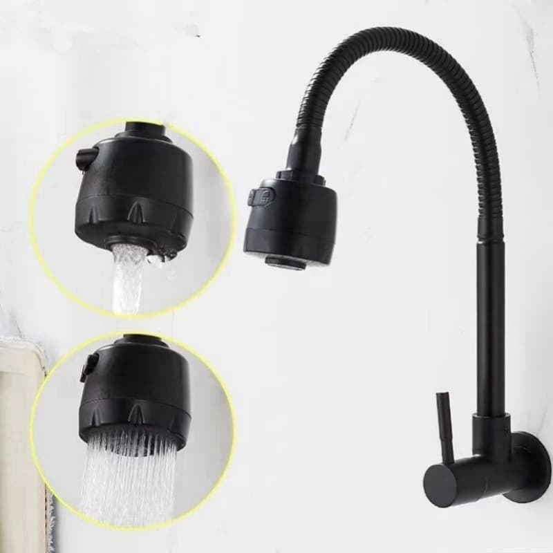 Inox Torneira Prata/Preto Com Chuveiro Com Rotação De 360° Cozinha Luxo Parede Promoção