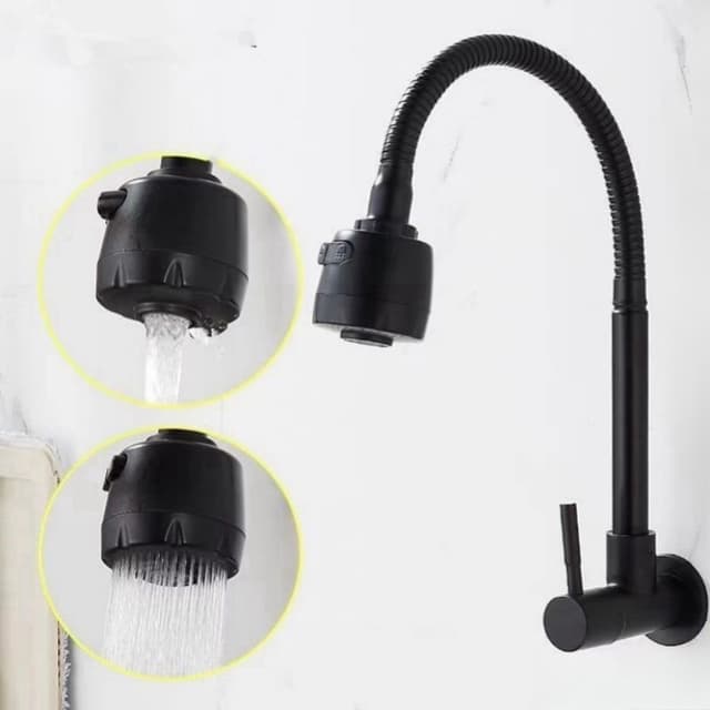 Inox Torneira Prata/Preto Com Chuveiro Com Rotação De 360° Cozinha Luxo Parede Promoção