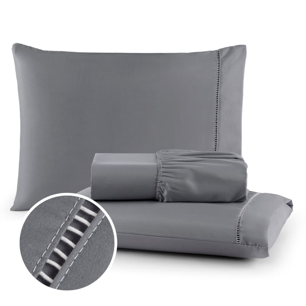 Kit Lençol Casal 03 Peças Jogo de Cama Com Elastico Fronhas em Ponto Palito 400 fios Toque Macio