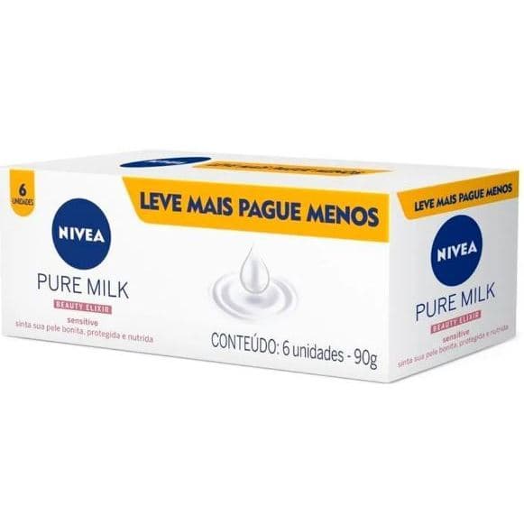 Kit 6 Sabonetes em Barra NIVEA Pure Milk Sensitive 90g