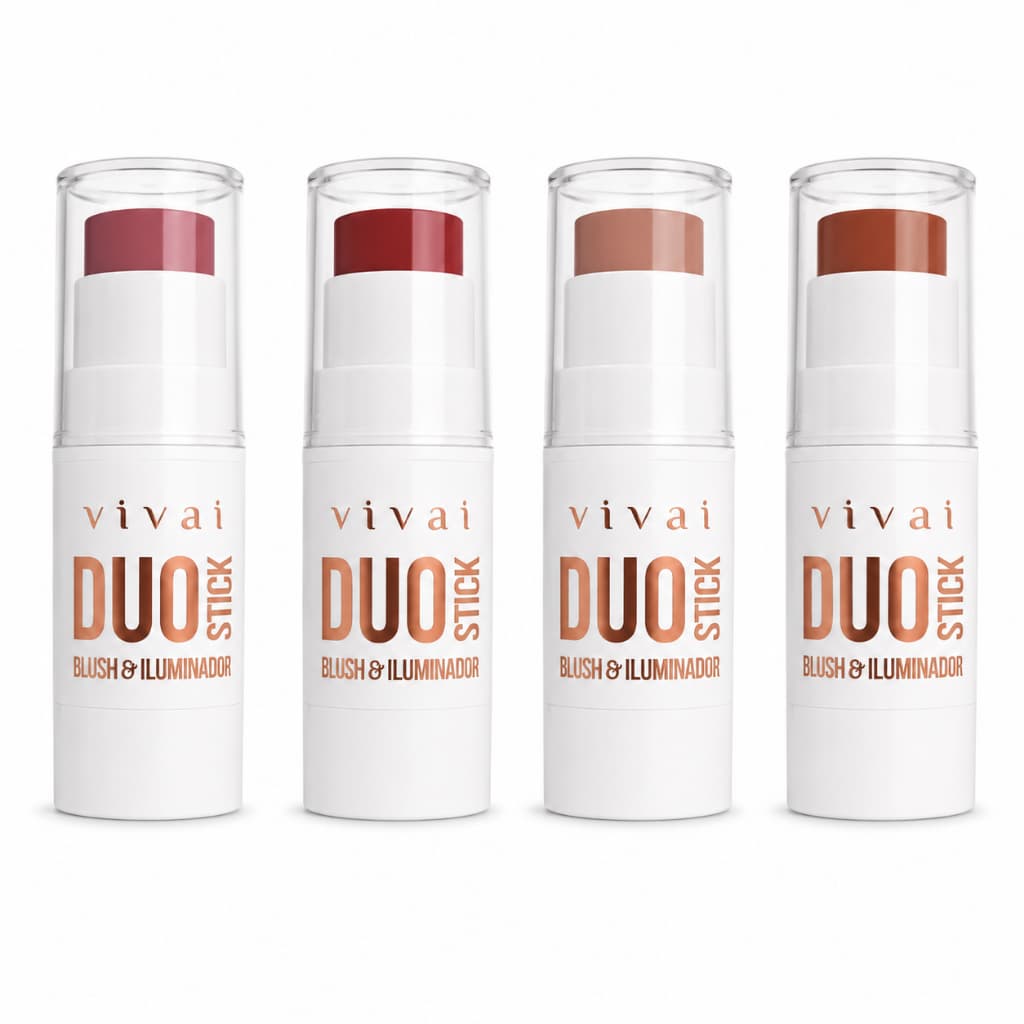 Blush Stick Glam Vivai Duo Stick Blush e Iluminador Multifuncional