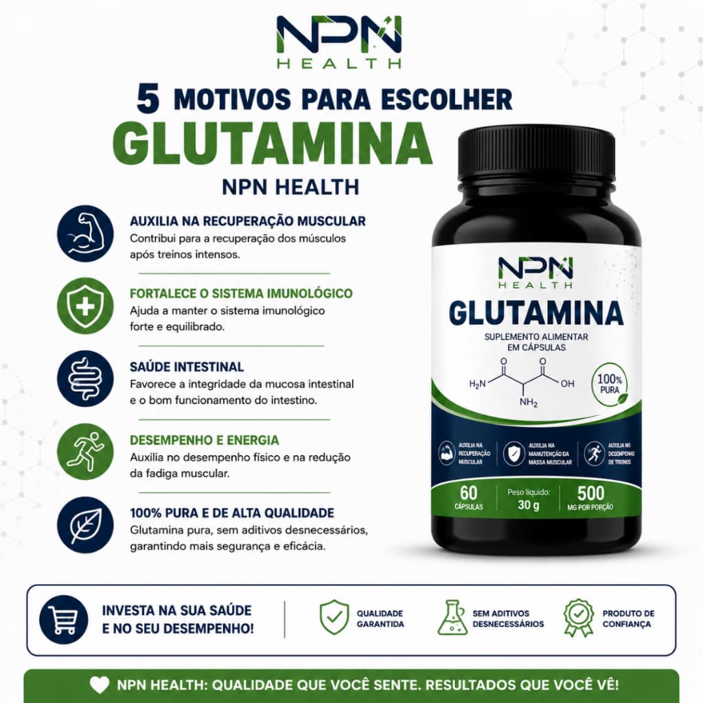 Glutamina 500mg 60 Cápsulas Original Não Perca Mega Oferta Do Dia