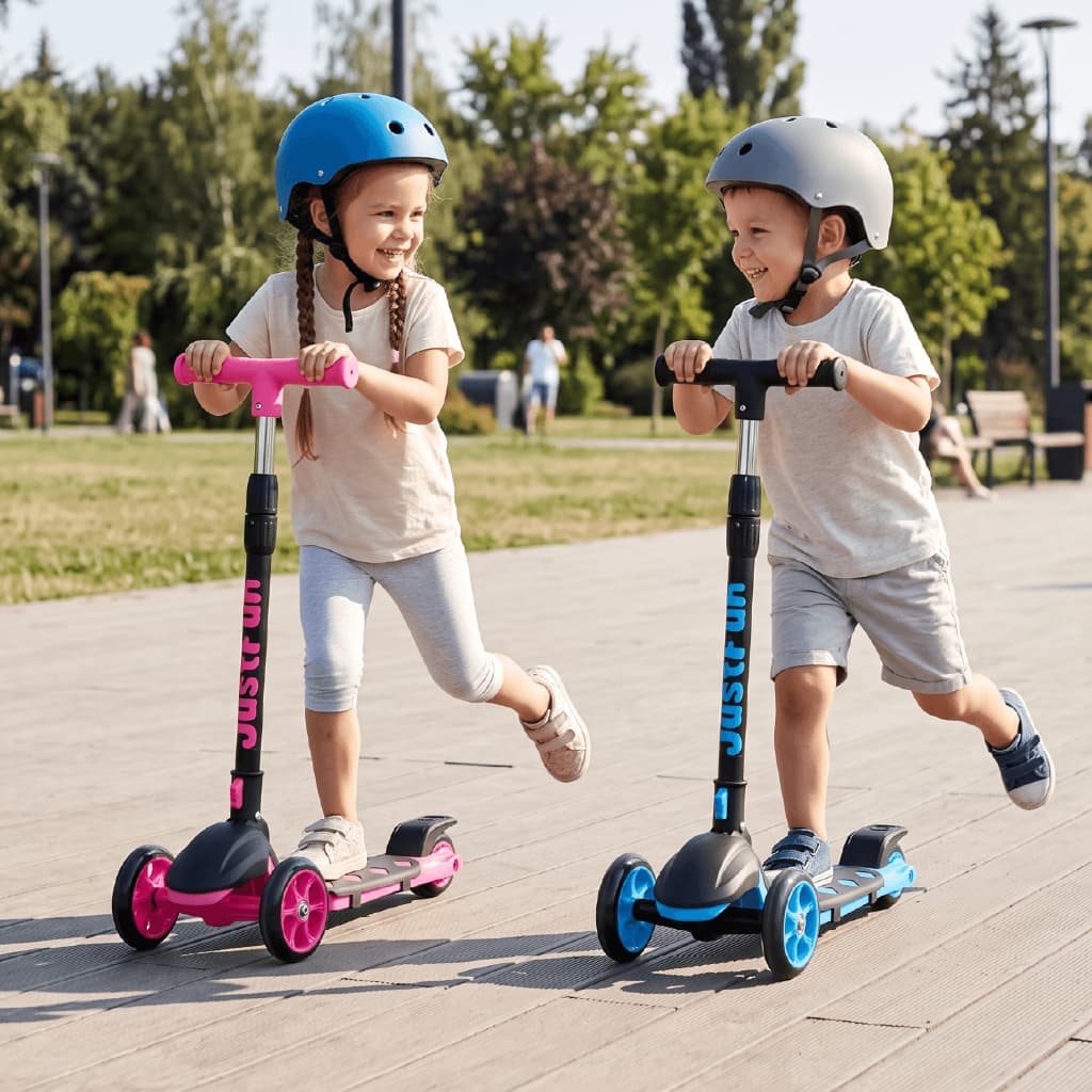 Patinete Infantil Radical 3 Rodas Dobrável Portátil Altura Ajustável Freio Traseiro Suporta 40kg Azul Rosa