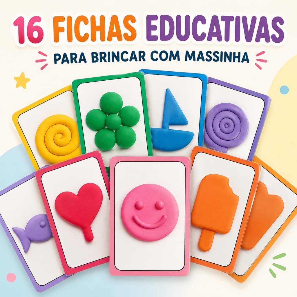 Fichas Educativas Atividade Com Massinha 16 Unidades Plastificados Jogo para Modelar Coordenação Motora Dia das Crianças