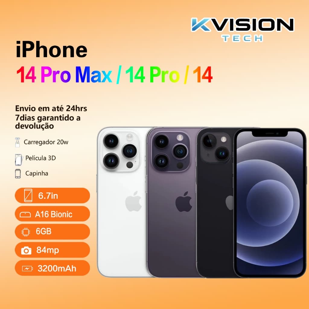 Celular Iphone 14/ 14 Pro/ 14 Pro Max 128gb/ 256gb 100% Original Com Garantia- Vitrine