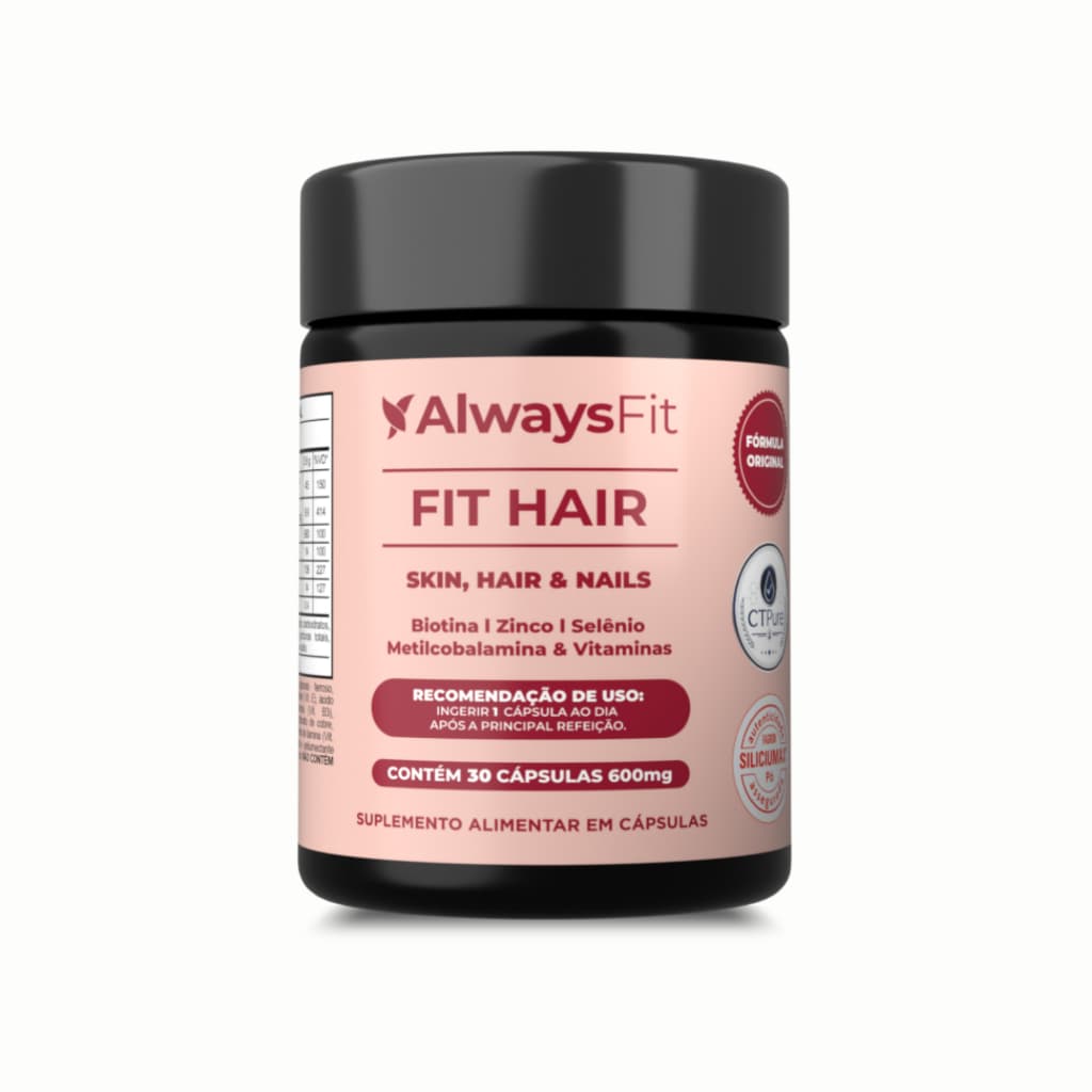 FitHair AlwaysFit | Biotina + Zinco + Selênio + Ferro + Cobre + Cisteína + Vitaminas | 30 Cápsulas