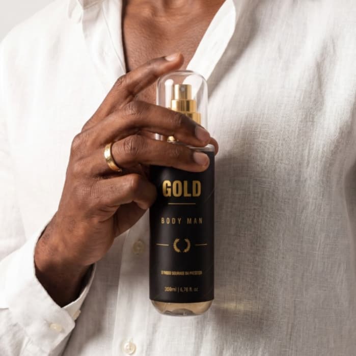 Body Splash Gold 200ml Perfume Corporal Masculino Fragrância Marcante Alta Fixação
