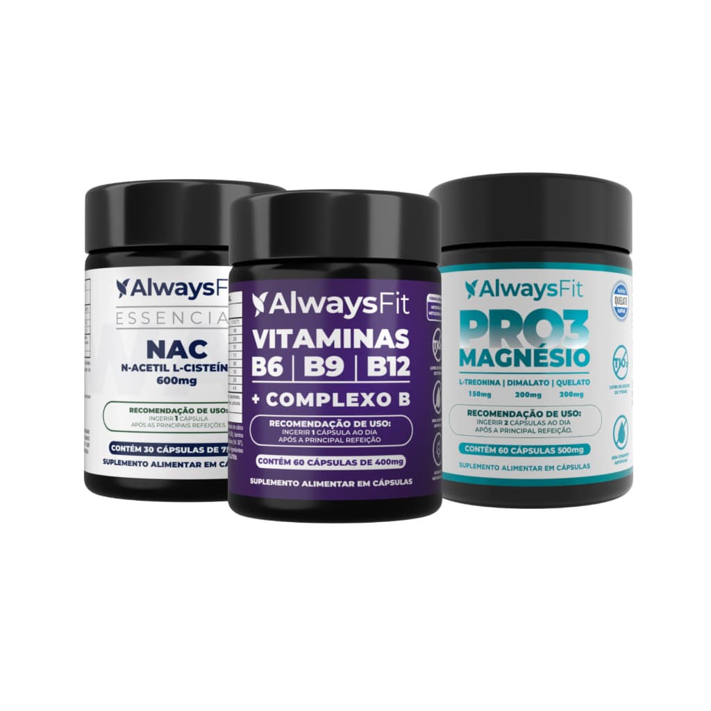 Kit Always Fit PRO3Magnésio + Complexo B + NAC 600mg | 150 Cápsulas