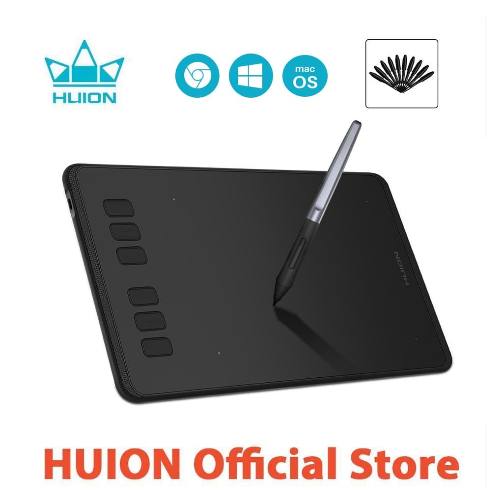 Huion H640P Graphics Desenho Tablet Stylus com 6 teclas expressas Suporte Windows/Android/Mac OS