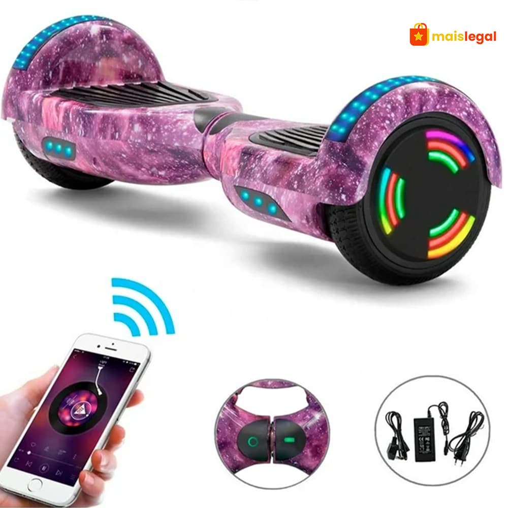 Overboard Infantil 6.5" - Skate Elétrico com Caixa de Som Bluetooth e Bateria Longa Duração