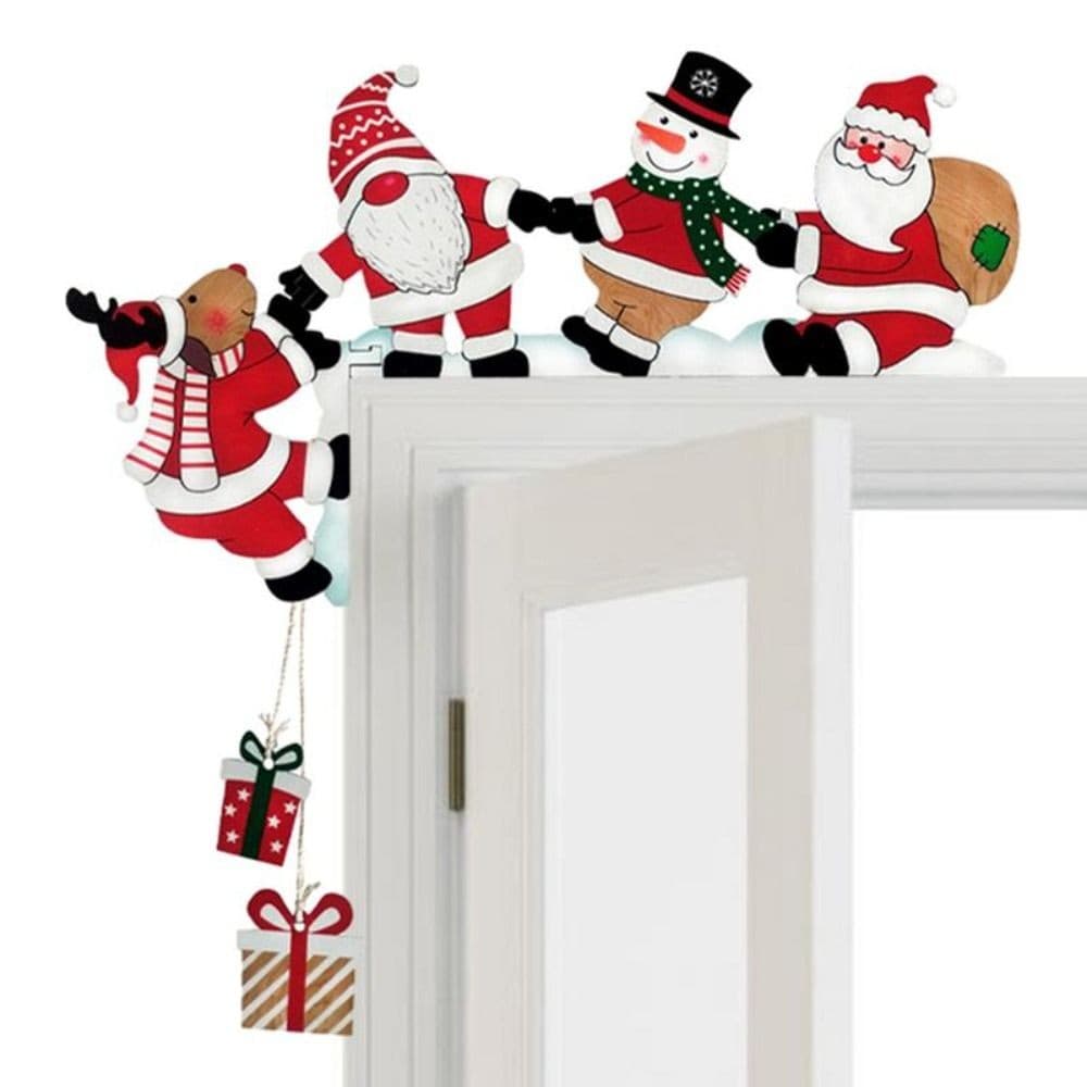 Madeira Santa Natal Porta Canto Decoração Moldura Da Boneco De Neve Rena Quadro Sinal Pingente De Festa Casa