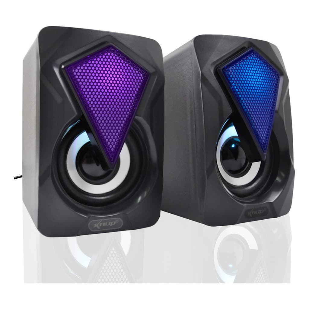 Caixa de Som Gamer Knup RGB Estéreo 2.0 6W RMS para PC e Notebook LED USB