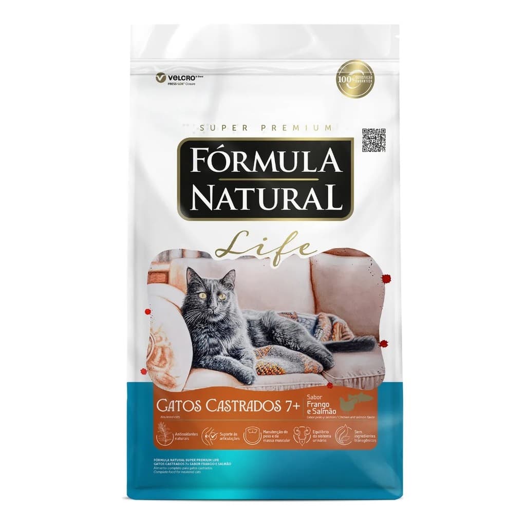 Ração Formula Natural Life Gatos Castrados 7+ Frango 1kg