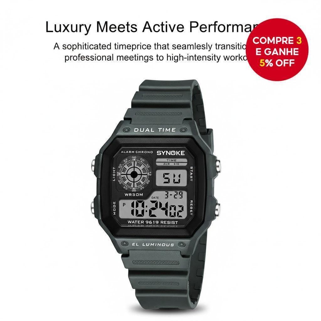 SYNOKE Relógio Esportivo Masculino À Prova D'água , Clássico De Luxo Para Primavera , Fitness , Verão , Aventura , Preto