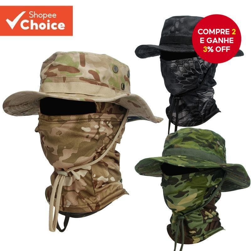 Boonie Chapéu Balaclava Terno Dobrável Macio Proteção Solar Boné De Pesca Respirável Pescador Caça Ao Ar Livre Amplo Pro