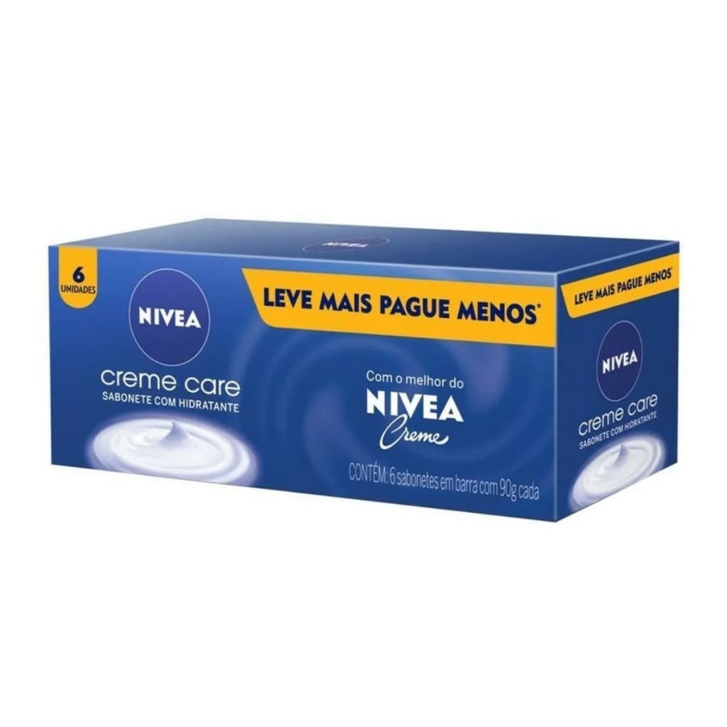 Kit Sabonete NIVEA em barra Creme Care 90g Caixa c/6 unidades