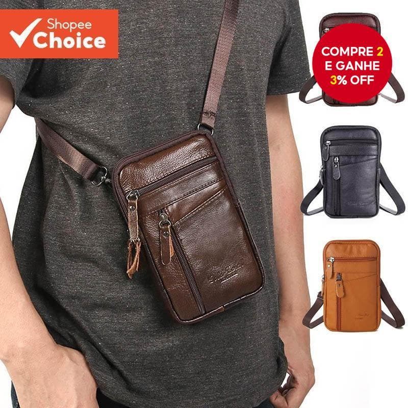 Mini Bolsa De Ombro De Couro Multifuncional Masculina – Capa De Telefone Crossbody E Peito Presente De Transporte Diário
