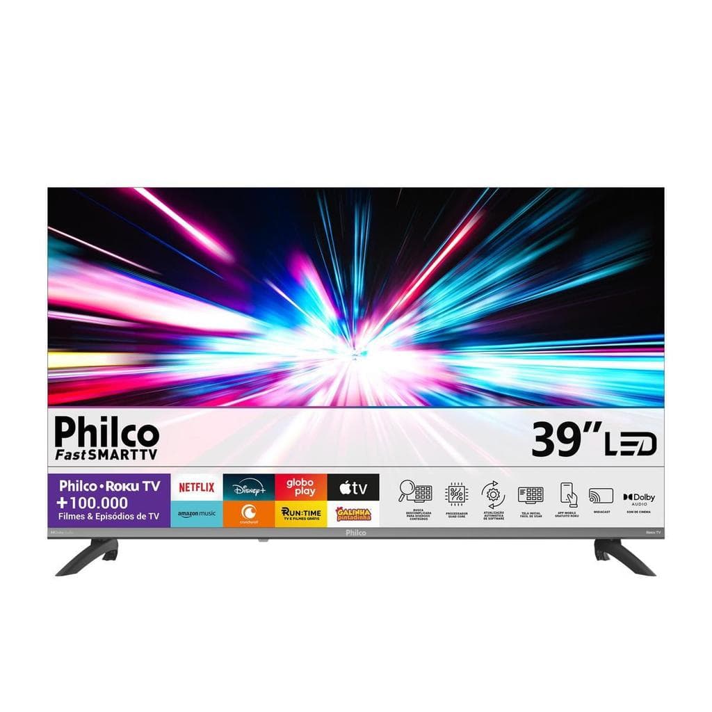 Smart TV 39" Philco Full HD Roku TV Dolby Audio P39CRA