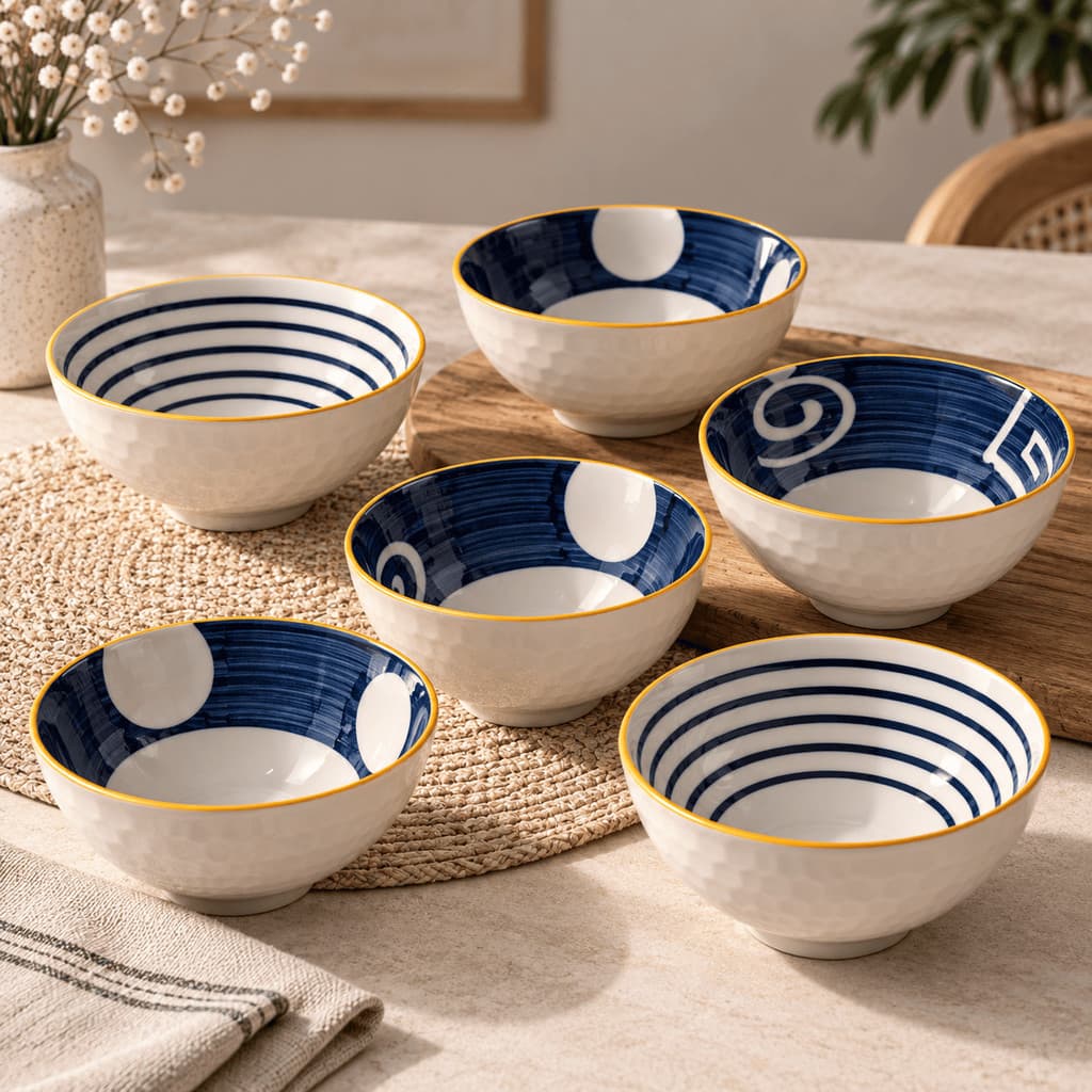 Kit 6 peças Jogo Sobremesas  Ceramica Capri Kit 6 bowls cerâmicos para servir