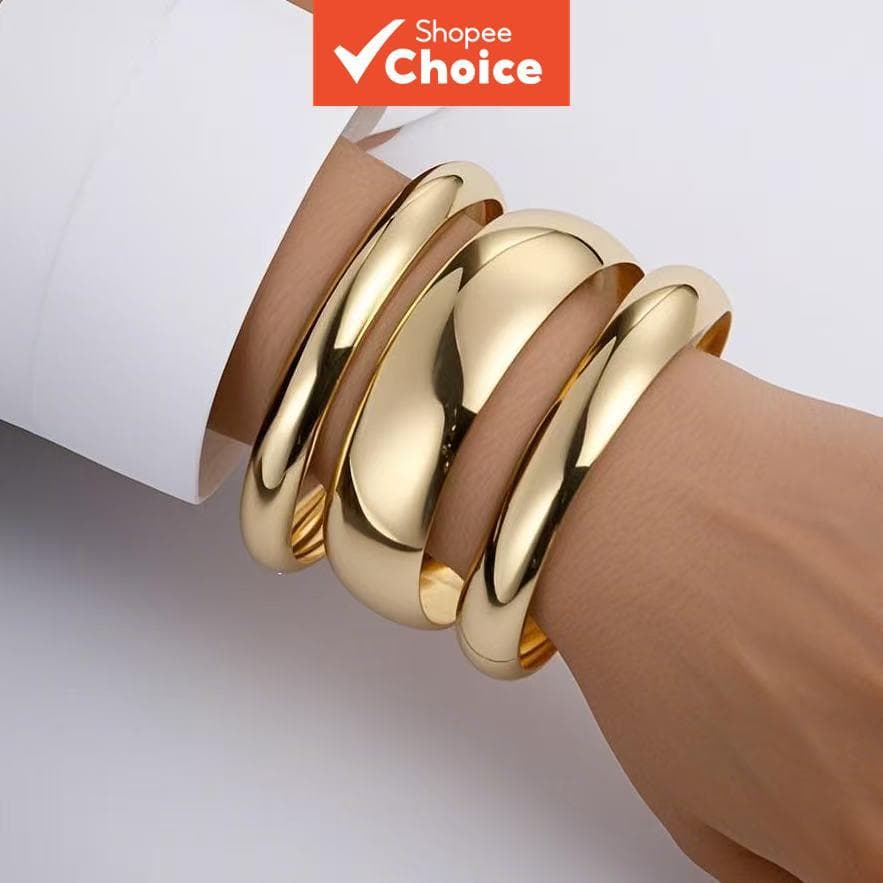 Pulseiras empilháveis para mulheres, pulseiras de cúpula douradas delicadas e ousadas, para usar no escritório e em