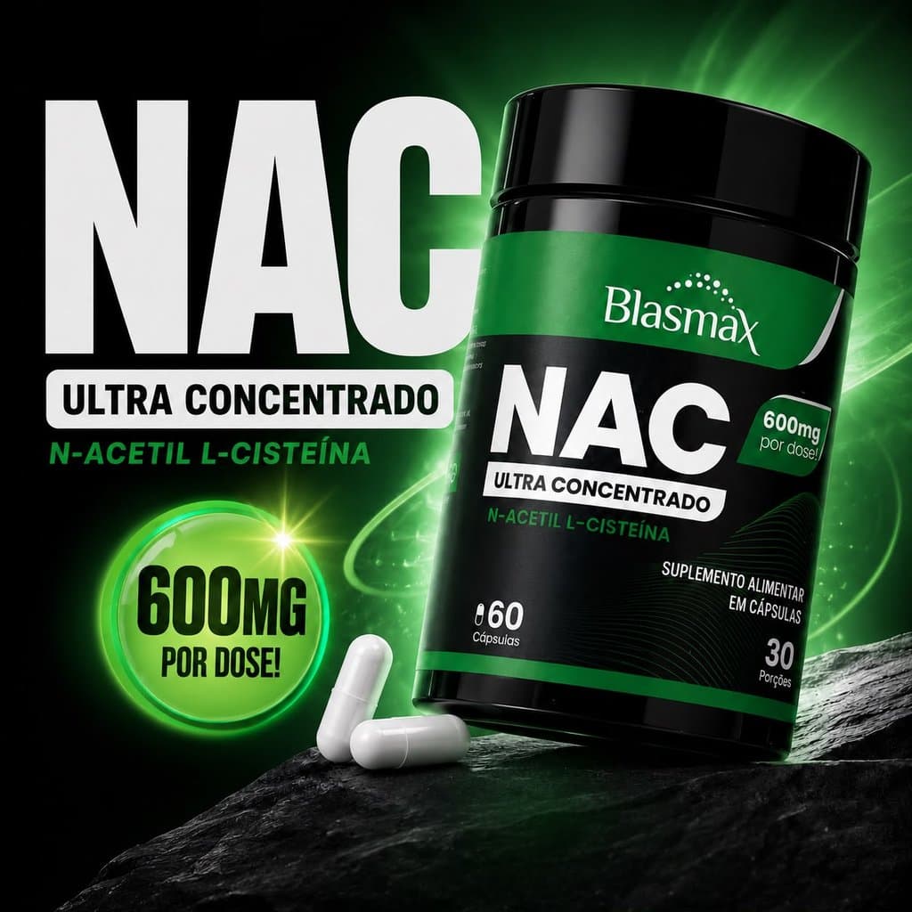NAC 600mg N-Acetil L-Cisteína | Suplemento Alimentar - 60 Cápsulas - Blasmax