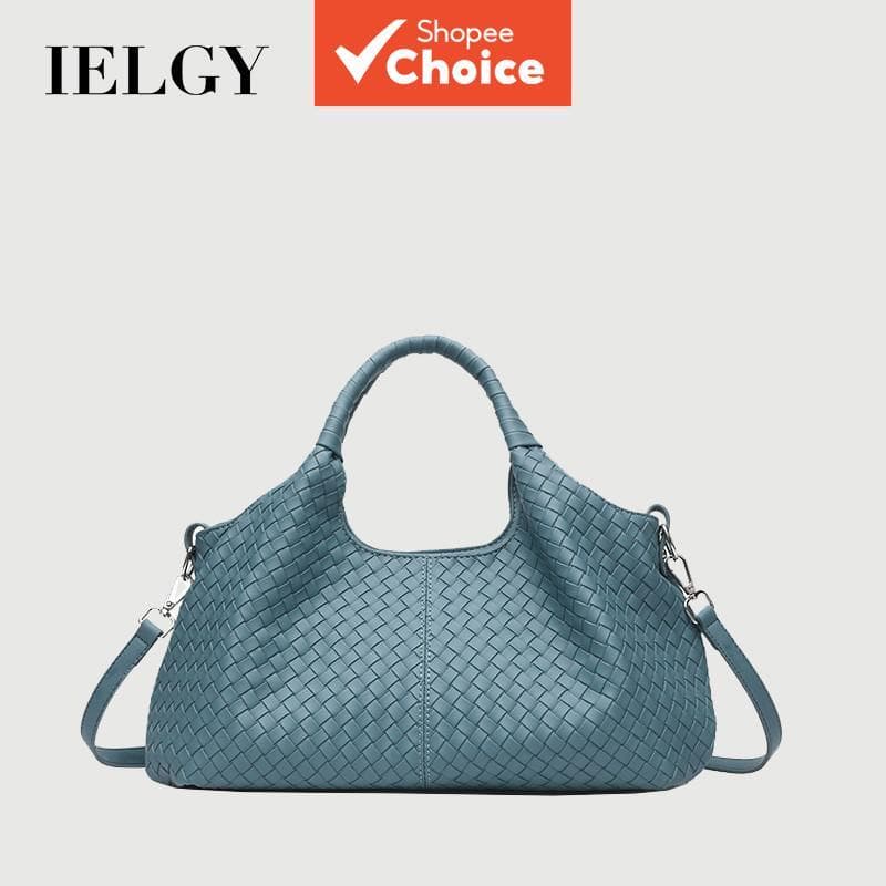 Padrão tecido IELGY Bolsa com grande capacidade para o trabalho, bolsa de mão feminina