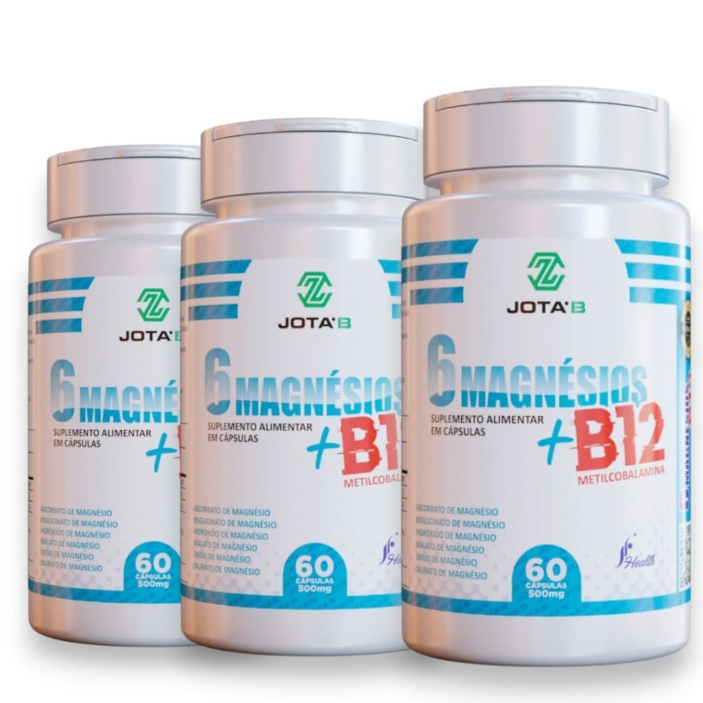 Suplemento 6 Magnésios com Vitamina B12 Metilcobalamina 60 Cápsulas - Envio Imediato
