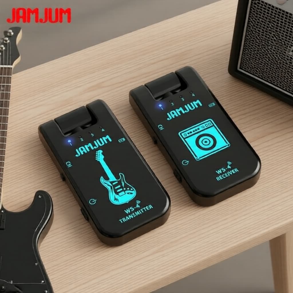 Sistema Sem Fio Recarregável WS-4 2.4GHz, Transmissor & Receptor de Áudio de 8 Canais para Guitarra Baixo