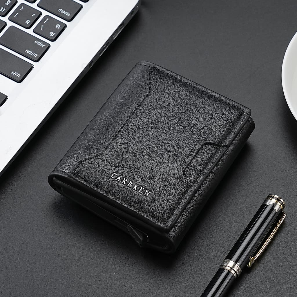 Carteira De Couro Masculina Elegante Curta Vertical-Porta-Cartões Multifuncional Unissex Com Vários Slots E Bolso Para M